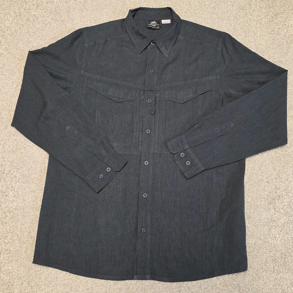 Helikon Tex Shirt Mens Large‎ Gray Defender Mk2 Gentleman Hiking Fishing Vented